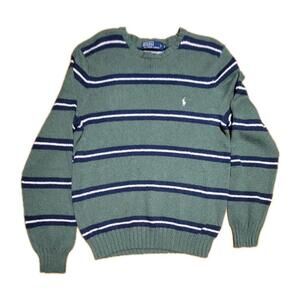 Polo Ralph Lauren Striped Crewneck Sweater Medium, 100% Cotton Vintage Look
